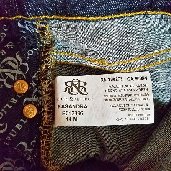 Rock & Republic Jeans Women's 14 Kasandra Bootcut Stretch Denim Dark Blue - Picture 5 of 6